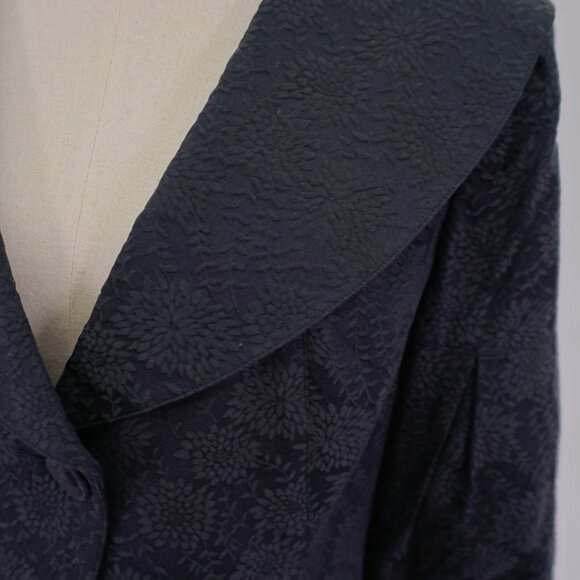 Nine West Black Floral Embroidered Jacquard Cape Collar‎ Silk Cotton Blazer 14 - Picture 2 of 10